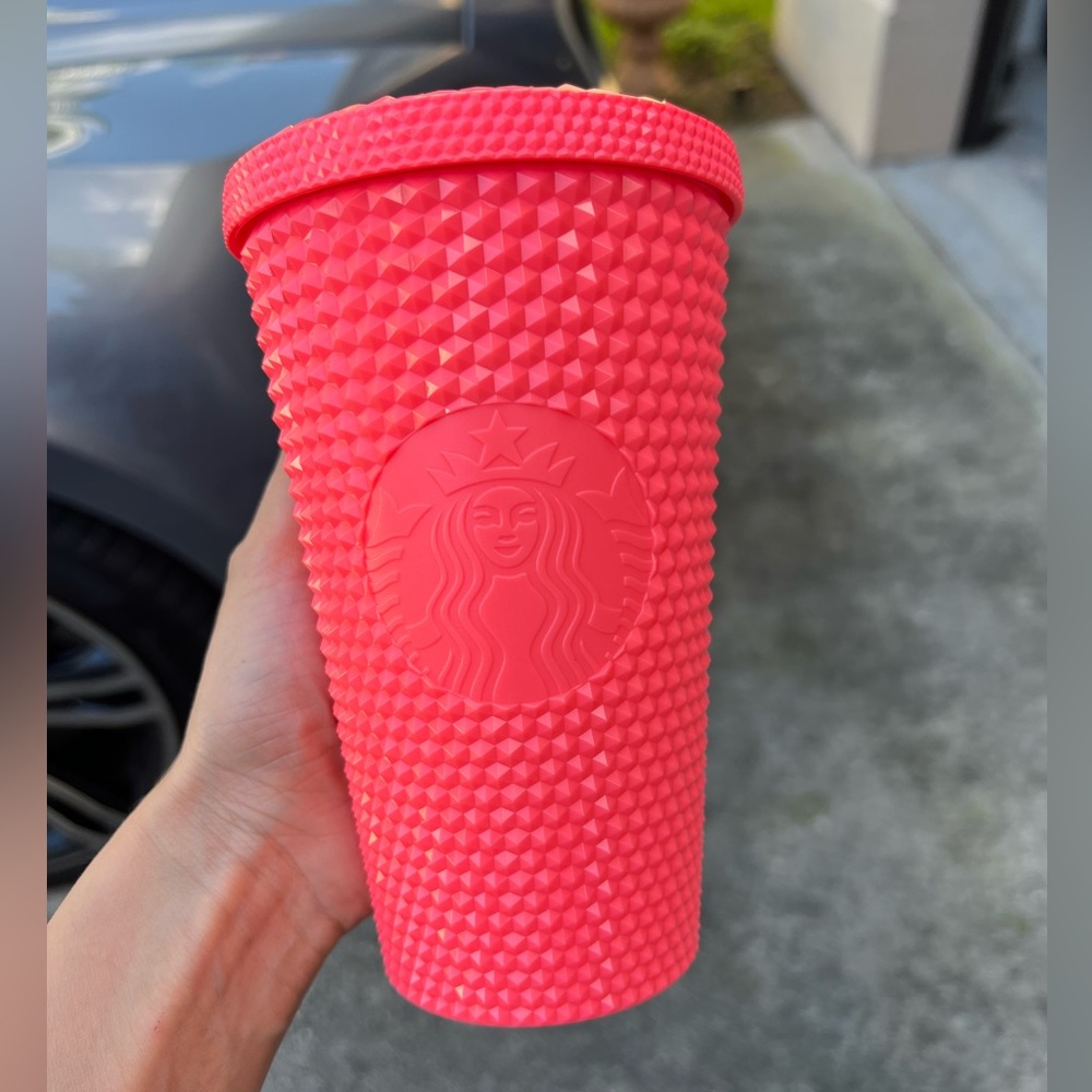 Neon pink studded tumbler summer 2022 release. No straw. Grande